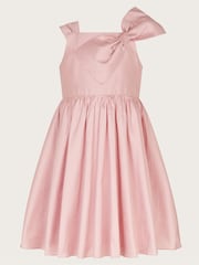 Monsoon Pink Freya Bow Detail Taffeta Dress - Image 4 of 6