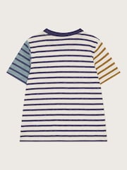 Monsoon White Mix Stripe 100% Cotton T-Shirt - Image 3 of 4