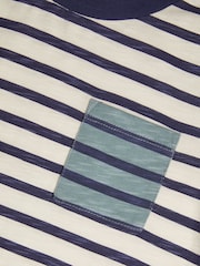 Monsoon White Mix Stripe 100% Cotton T-Shirt - Image 4 of 4