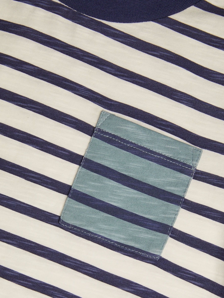 Monsoon White Mix Stripe 100% Cotton T-Shirt - Image 4 of 4