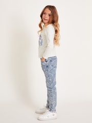 Monsoon Blue Rhinestone Unicorn 100% Cotton Straight Jeans - Image 1 of 3