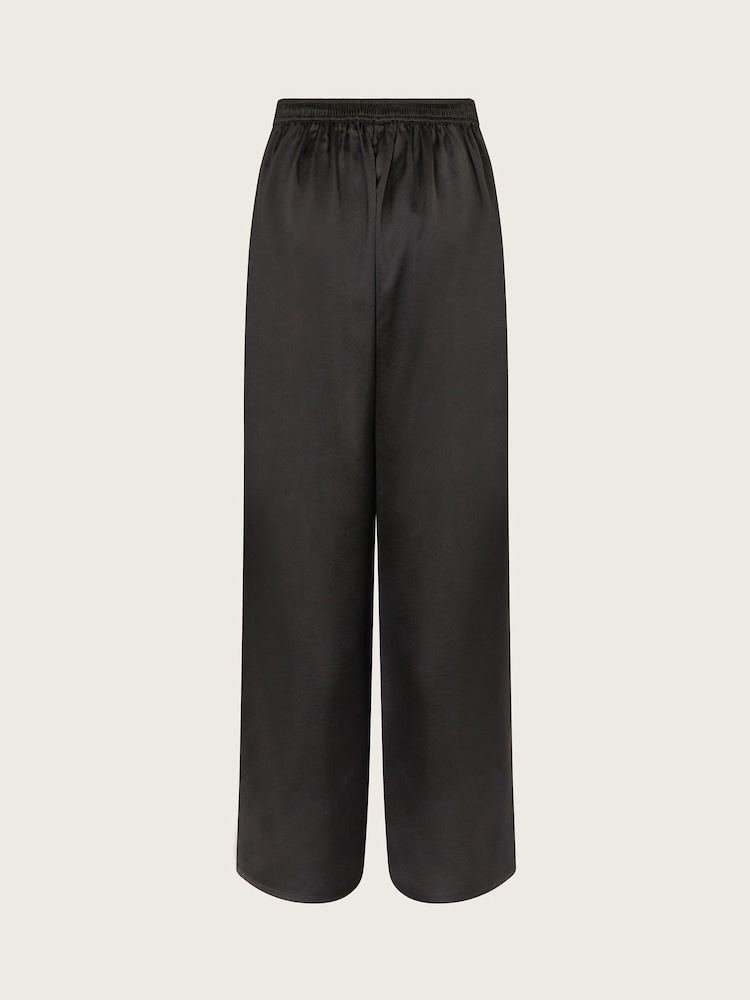 Monsoon Black Satin Wide Leg Trousers - Image 1 of 3