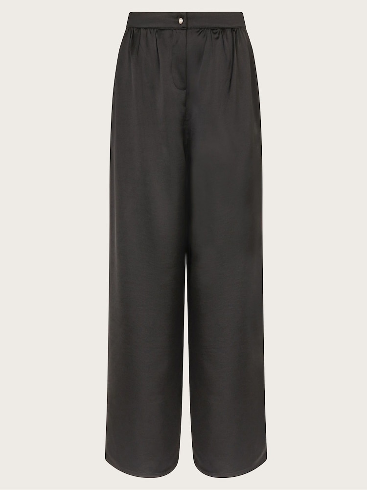 Monsoon Black Satin Wide Leg Trousers - Image 2 of 3
