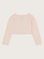 Monsoon Pink Lace Frill Bow Cardigan - Image 2 of 2