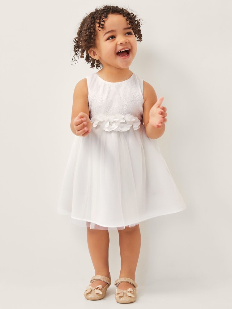 Monsoon White Baby Freija Lace Floral Print Dress - Image 1 of 4