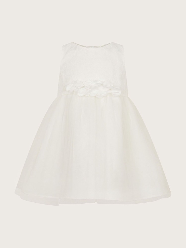 Monsoon White Baby Freija Lace Floral Print Dress - Image 2 of 4