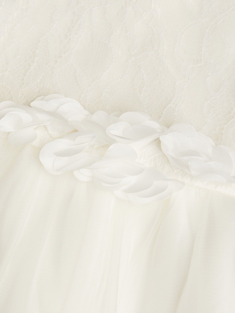 Monsoon White Baby Freija Lace Floral Print Dress - Image 4 of 4