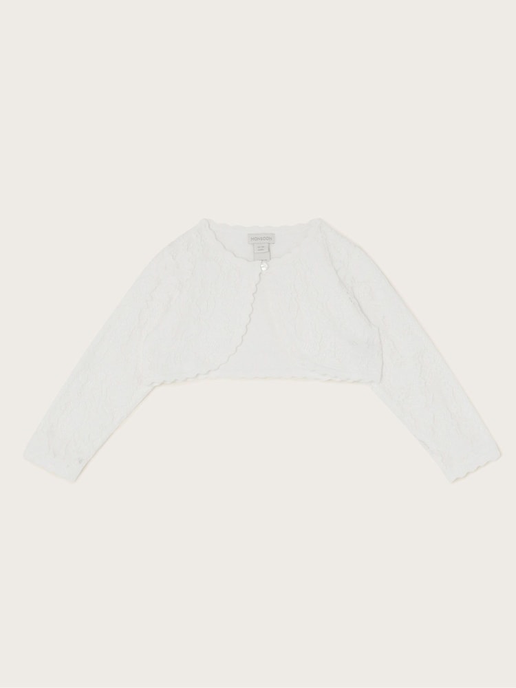 Monsoon Natural Baby Emilia Lace Scallop Cardigan - Image 1 of 3