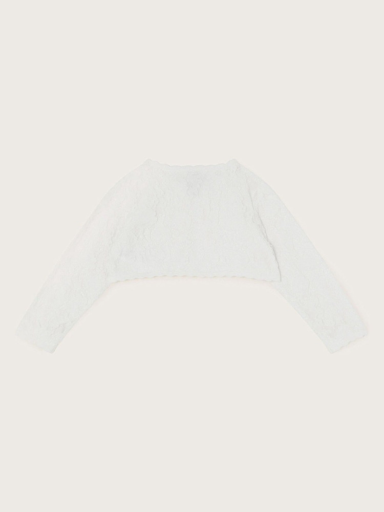 Monsoon Natural Baby Emilia Lace Scallop Cardigan - Image 2 of 3