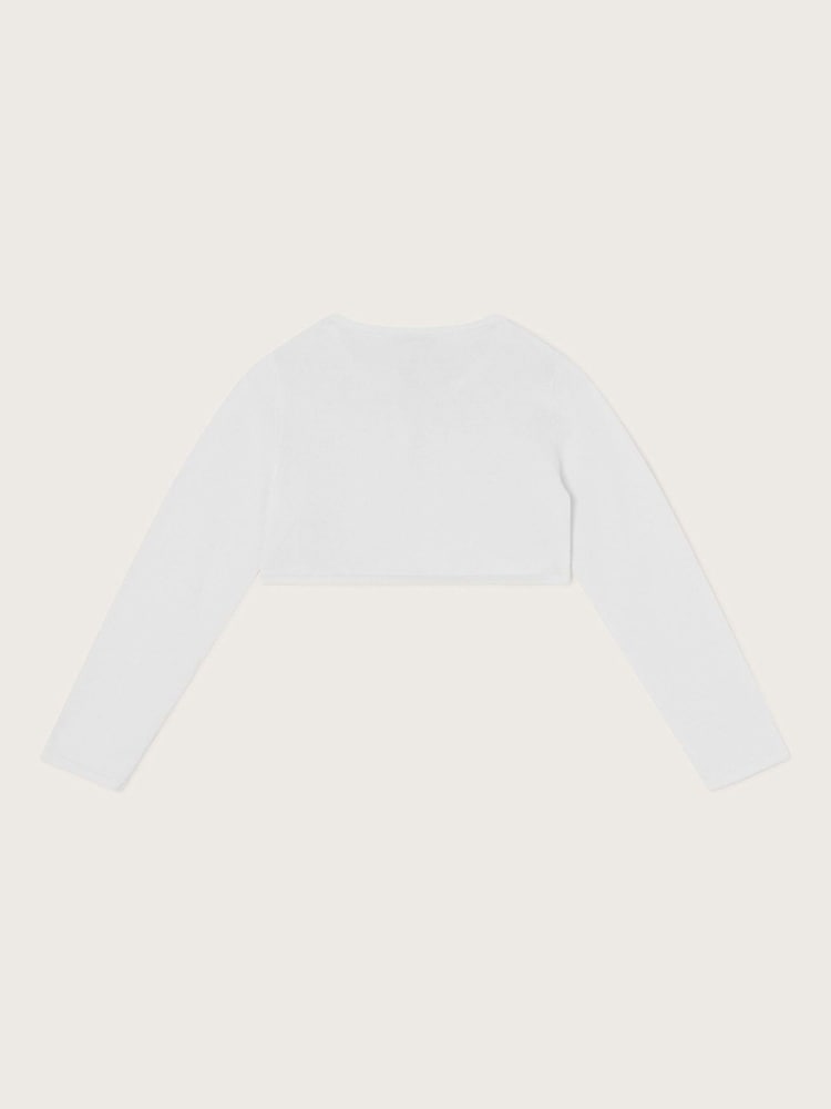 Monsoon White Niamh Pearl Embellished 100% Cotton Cardigan - Image 2 of 3