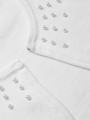 Monsoon White Niamh Pearl Embellished 100% Cotton Cardigan - Image 3 of 3