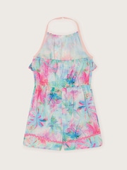 Monsoon Blue Frill Palm Print Halter Playsuit - Image 3 of 4