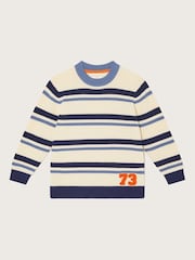 Monsoon Natural Varsity Stripe Crew Neck Jumper - Image 1 of 3