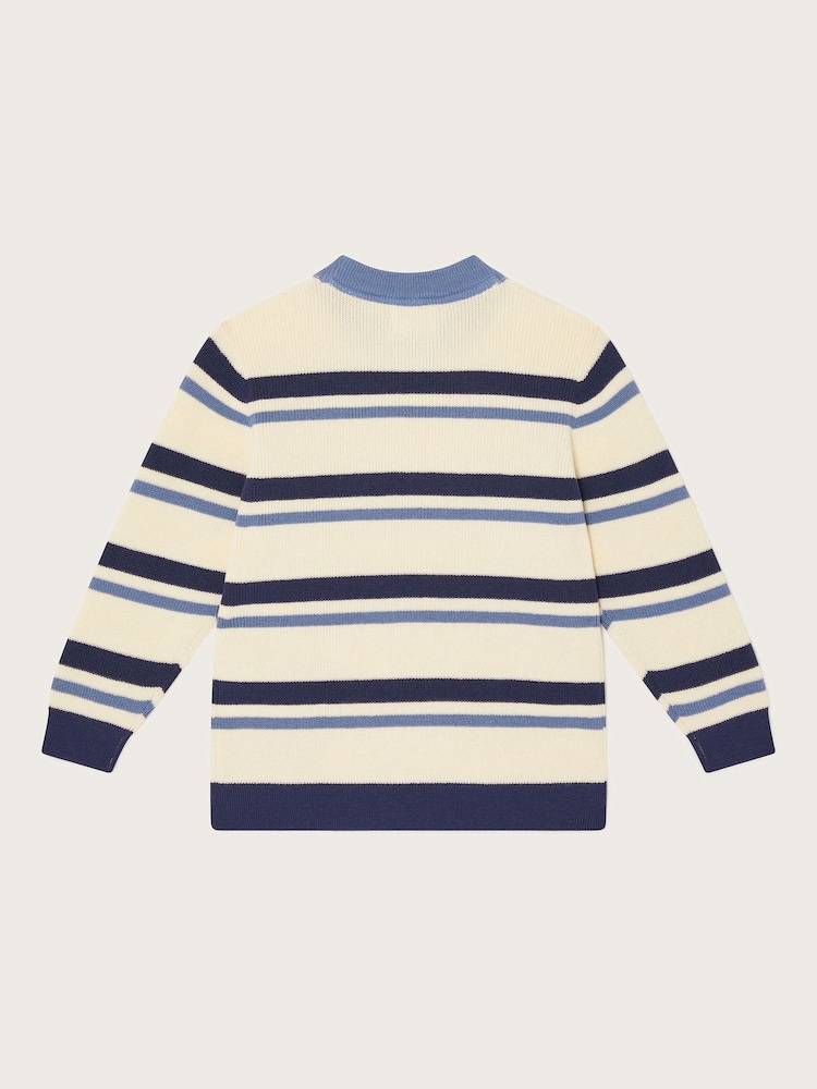 Monsoon Natural Varsity Stripe Crew Neck Jumper - Image 2 of 3