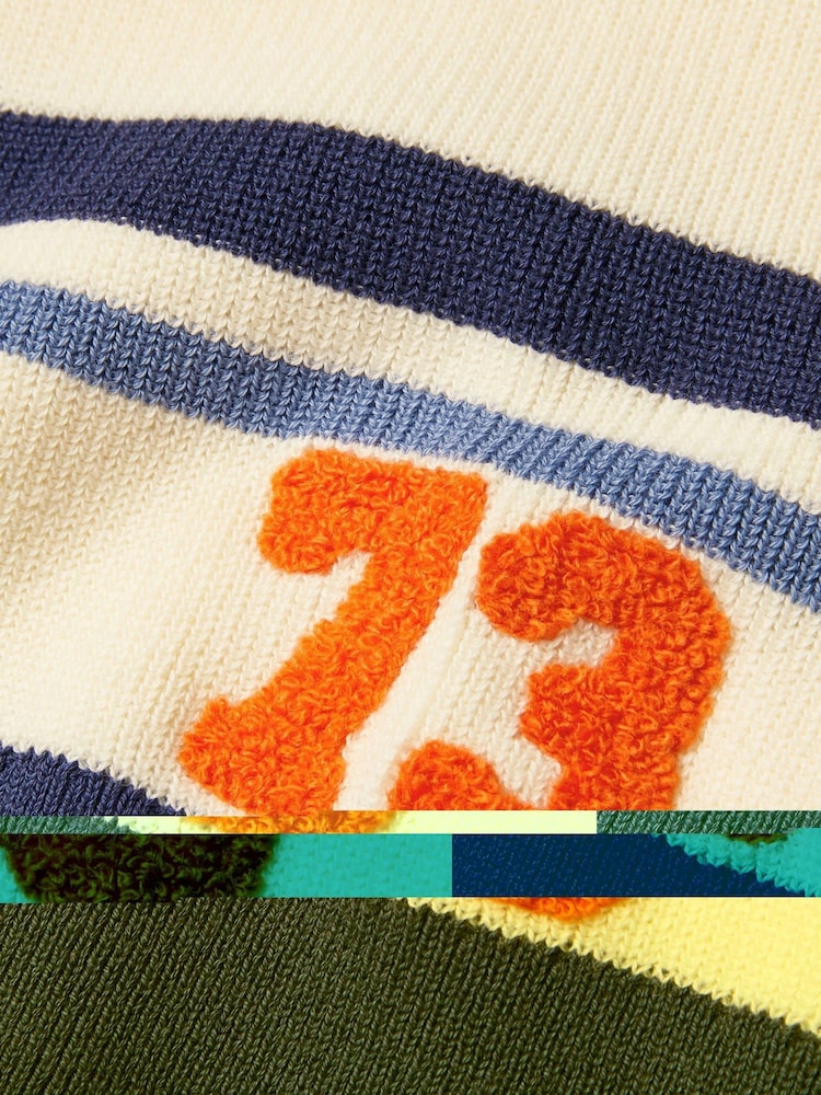 Monsoon Natural Varsity Stripe Crew Neck Jumper - Image 3 of 3