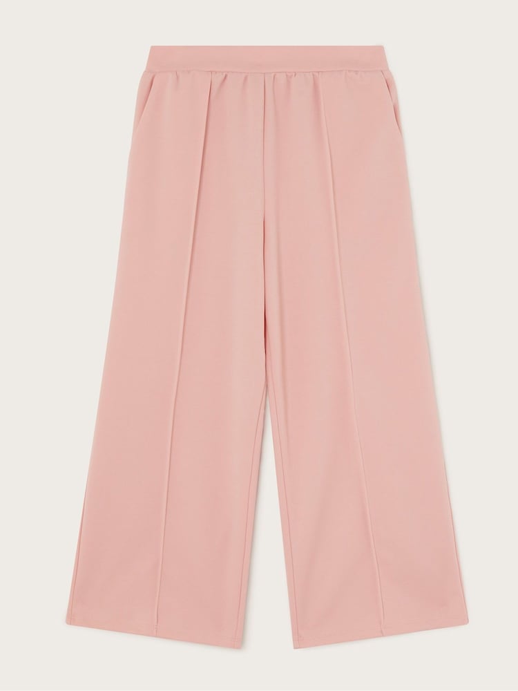 Monsoon Pink Ponte Pintuck Wide Leg Trousers - Image 1 of 3