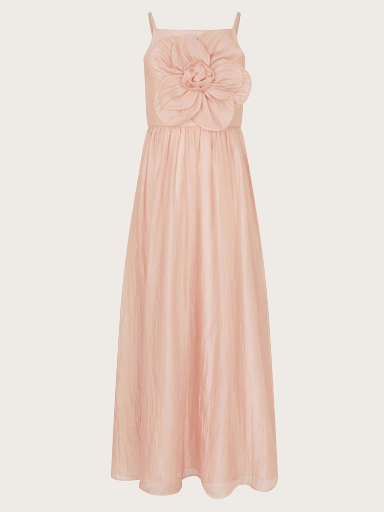 Monsoon Pink Nola 3D Flower Print Organza Prom Dress - Image 1 of 3
