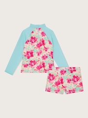 Monsoon Blue Tropical Floral Long Sleeve Swim Top and Shorts Set - Image 2 of 3