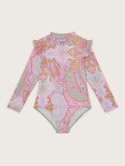 Monsoon Blue Paisley UPF 50+ Long Sleeve Swimsuit - Image 1 of 3