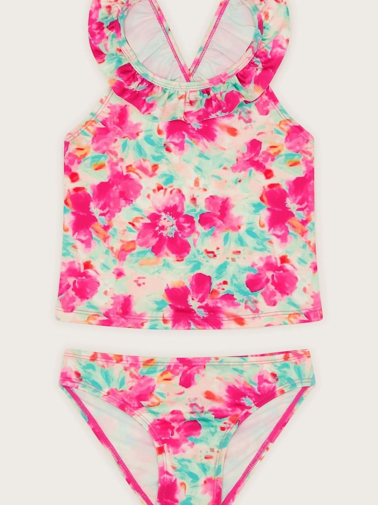 Monsoon Black Tropical Floral Ruffle Tankini Set - Image 1 of 3