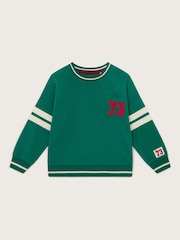 Monsoon Green Varsity Stripe 100% Cotton Sweatshirt - Image 1 of 3