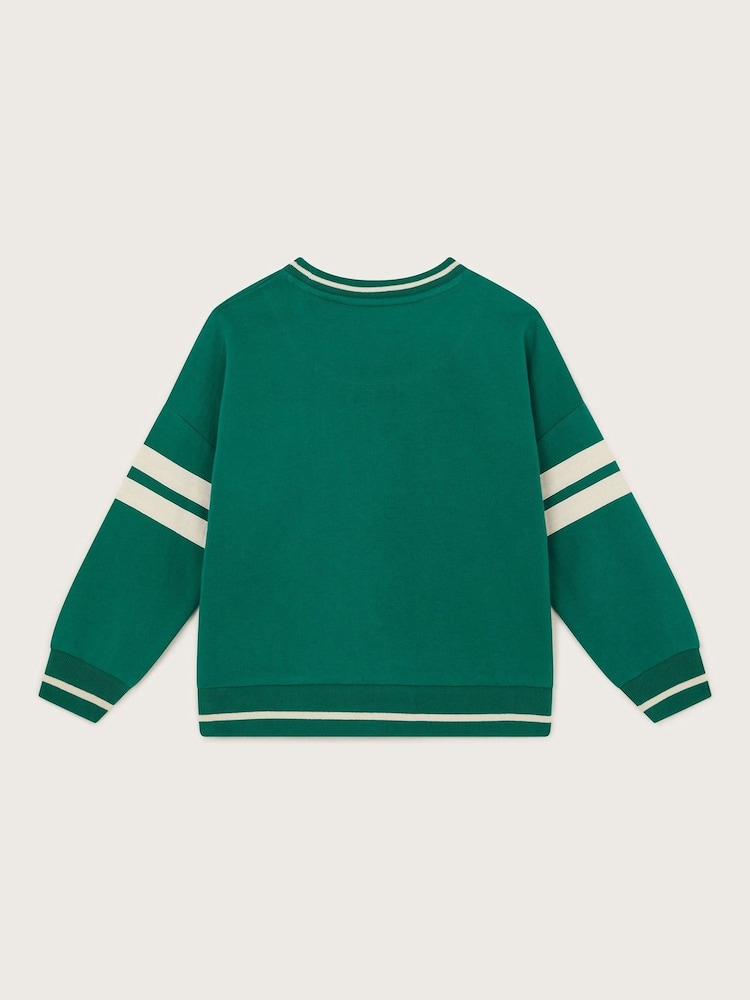 Monsoon Green Varsity Stripe 100% Cotton Sweatshirt - Image 2 of 3