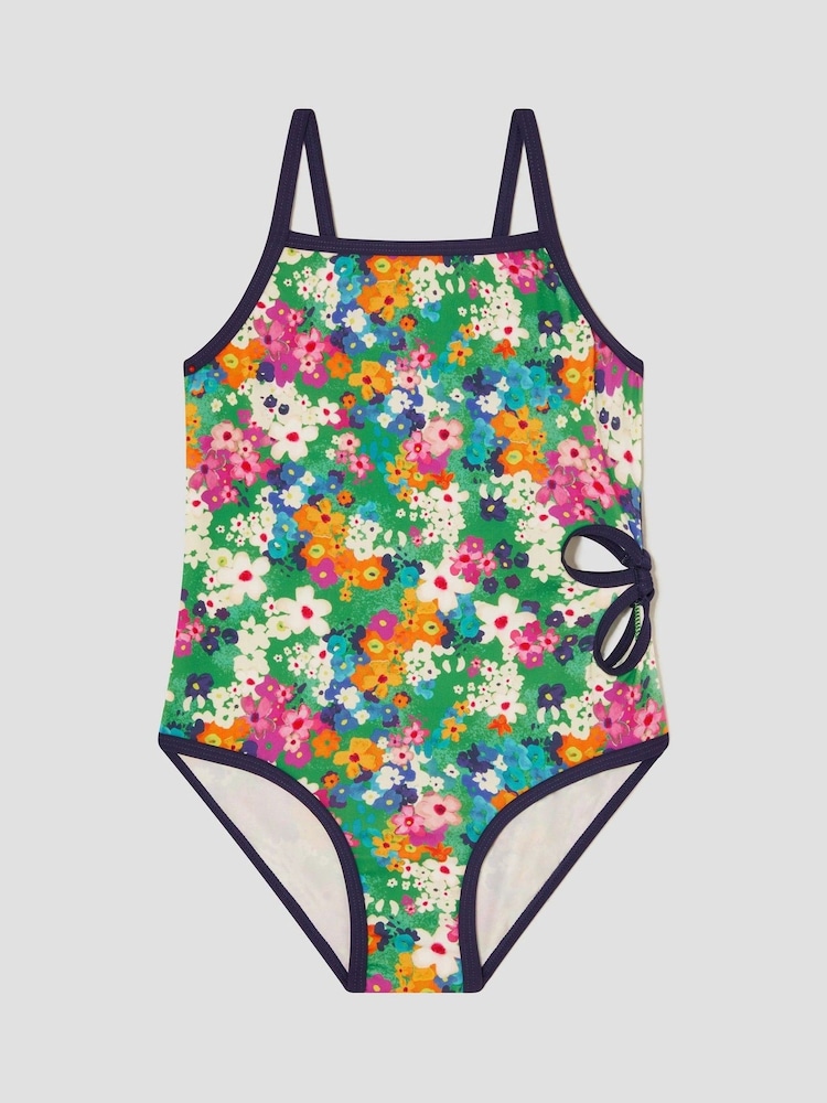 Monsoon Green Floral Print Cut-Out Swimsuit - Image 1 of 3