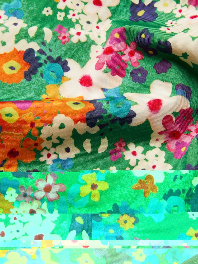 Monsoon Green Floral Print Cut-Out Swimsuit - Image 3 of 3