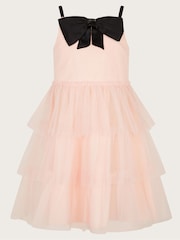 Monsoon Pink Paris Bow Tulle Ruffle Dress - Image 1 of 4