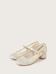 Monsoon Gold Annabelle Glitter Mesh Heels - Image 1 of 2