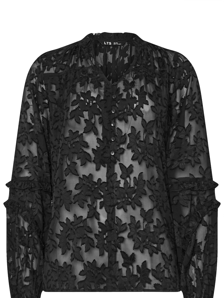 Long Tall Sally Black Floral Jacquard Blouse - Image 5 of 5 Long Tall Sally Black Floral Jacquard Blouse - Image 5 of 5