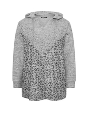 رمادي - Yours Curve Leopard Print Studded Hoodie - صورة 5 من 5