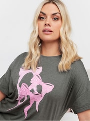 Yours Curve Grey Bows Sleep T-Shirts 2 Pack - Image 4 of 8