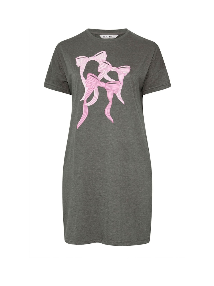 Yours Curve Grey Bows Sleep T-Shirts 2 Pack - Image 8 of 8