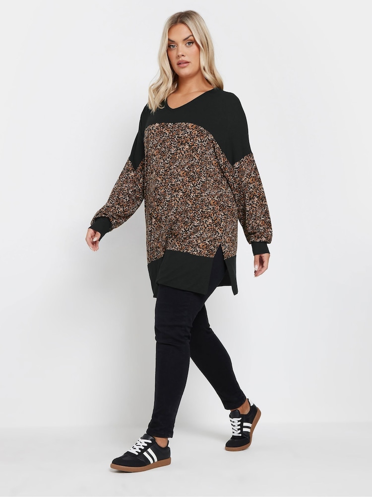 Yours Curve Black Ground Colourblock Top - Image 2 of 5 Yours Curve Black Ground Colourblock Top - Image 2 of 5