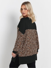 Yours Curve Black Ground Colourblock Top - Image 3 of 5