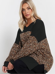 Yours Curve Black Ground Colourblock Top - Image 4 of 5
