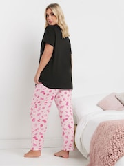 Yours Curve Black Cowboy Boots Wide Leg 100% Cotton Pyjamas Set - Image 3 of 5