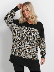 Yours Curve Black Colourblock Top - Image 1 of 6