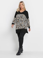 Yours Curve Black Colourblock Top - Image 2 of 6