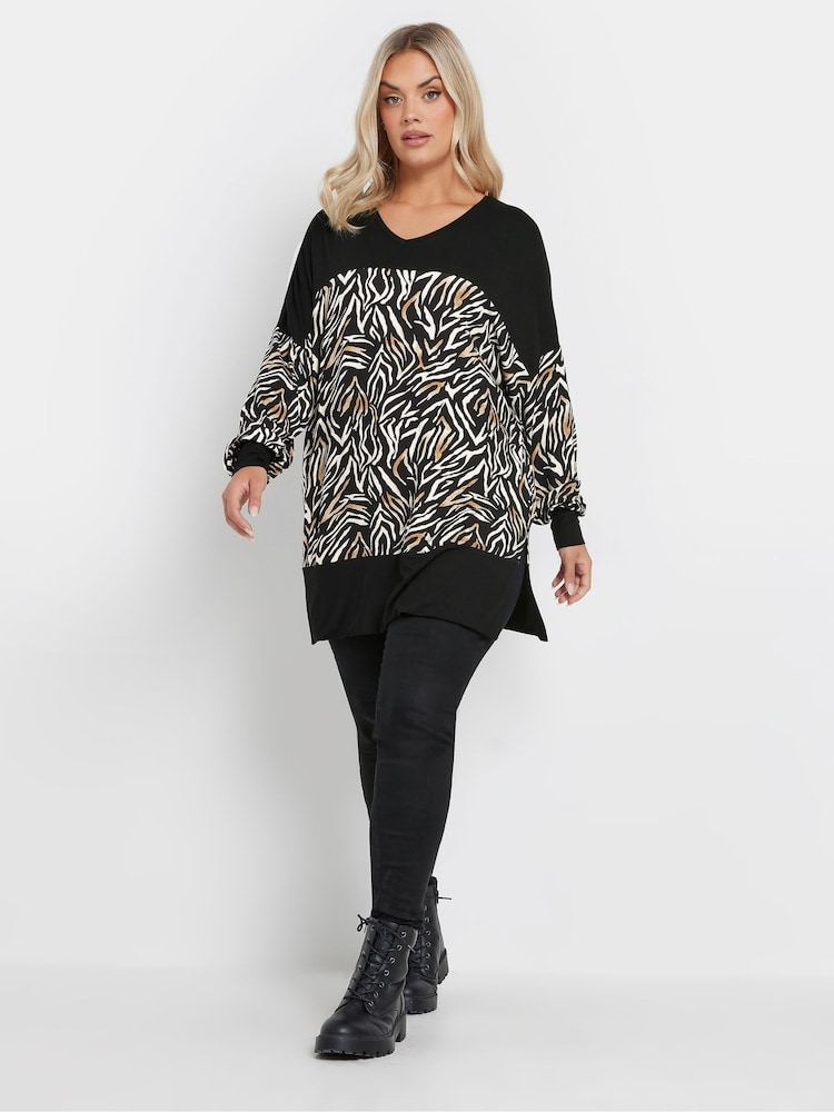 Yours Curve Black Colourblock Top - Image 2 of 6 Yours Curve Black Colourblock Top - Image 2 of 6
