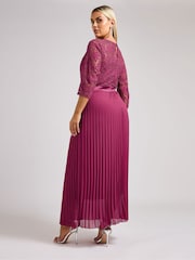 Yours Curve Pink London Lace Pleated Maxi Dress - Image 3 of 5