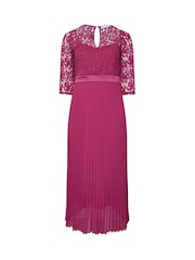 Yours Curve Pink London Lace Pleated Maxi Dress - Image 5 of 5