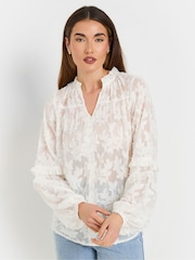 Long Tall Sally White Floral Jacquard Blouse - Image 1 of 5