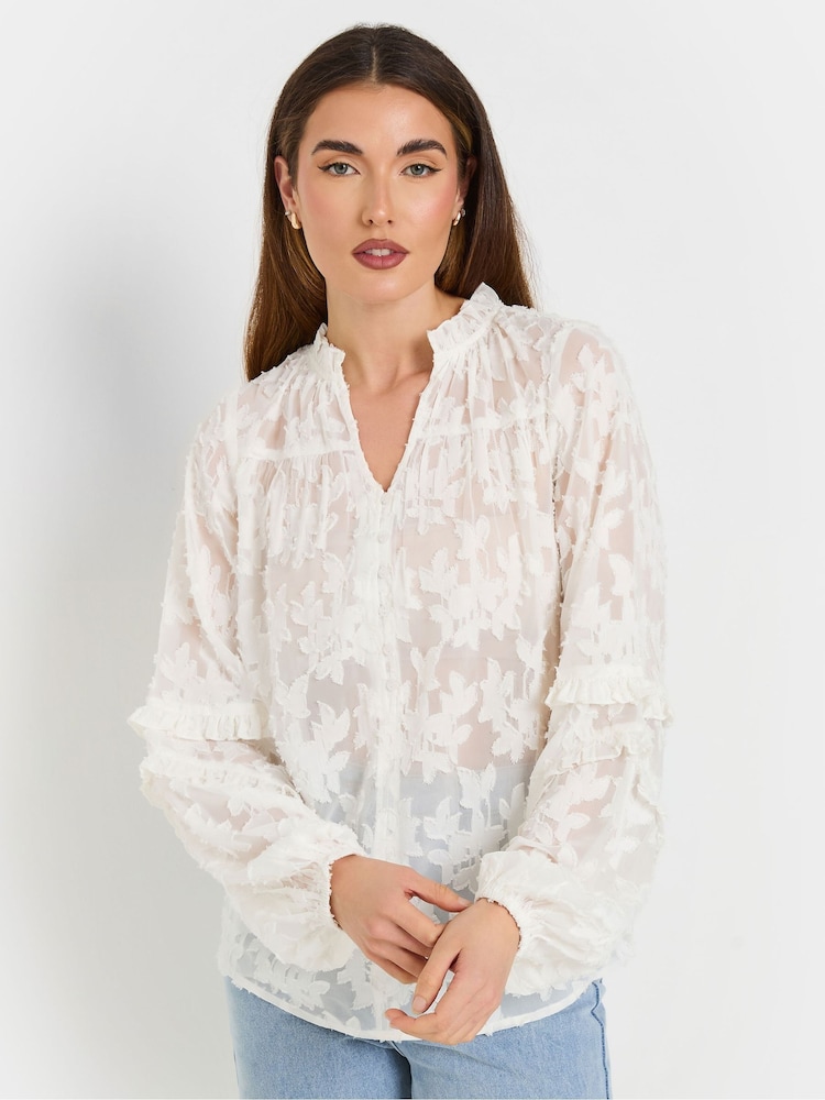 Long Tall Sally White Floral Jacquard Blouse - Image 1 of 5