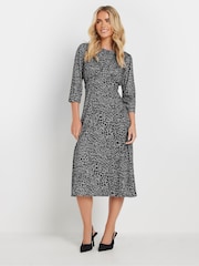 M&Co Grey Petite Animal Jersey Dress - Image 1 of 5