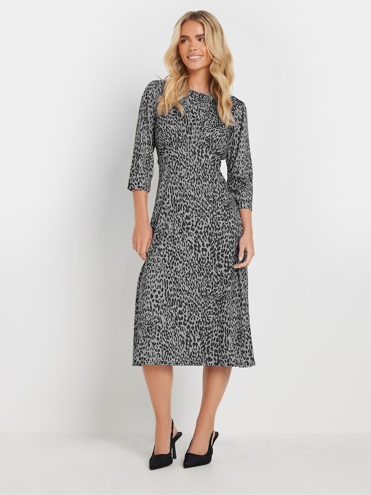 M&Co Grey Petite Animal Jersey Dress - Image 1 of 5