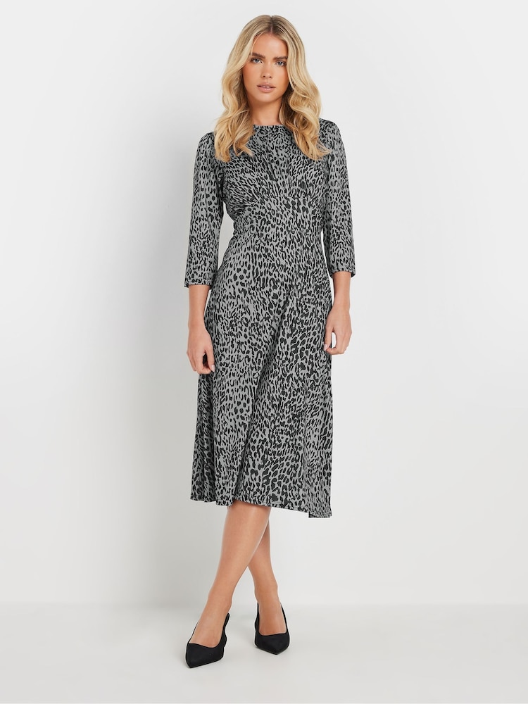 M&Co Grey Petite Animal Jersey Dress - Image 2 of 5