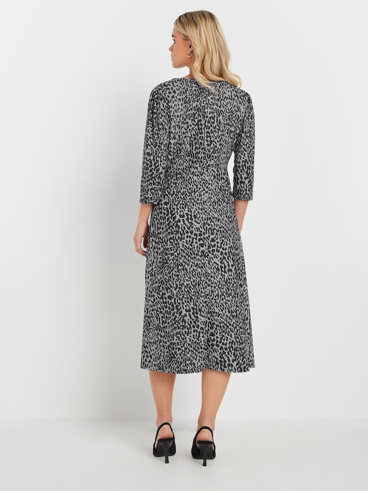 M&Co Grey Petite Animal Jersey Dress - Image 4 of 5