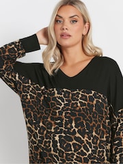 Yours Curve Black Chrome Colourblock Top - Image 4 of 5